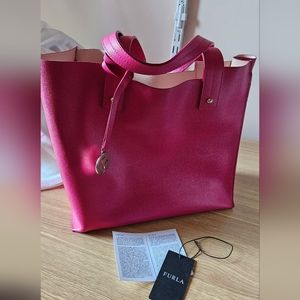 FURLA TOTE-Hot pink Furla Muse Saffiano leather purse